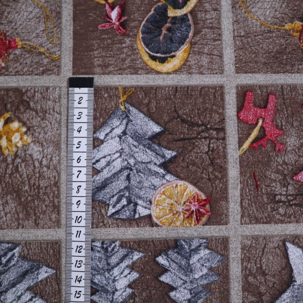 Vianočná dekoračná látka ozdoby v štvorčekoch