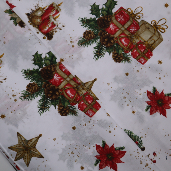 Vianočná bavlnená látka 140cm zvončeky