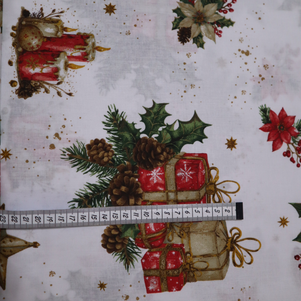 Vianočná bavlnená látka 140cm zvončeky