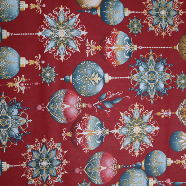 Vianočná bavlnená látka 140cm ozdoby