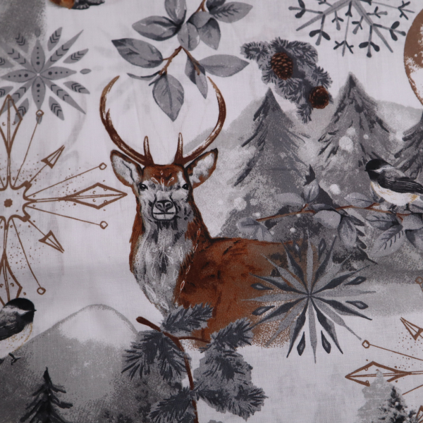 Vianočná bavlnená látka 140cm zimný les