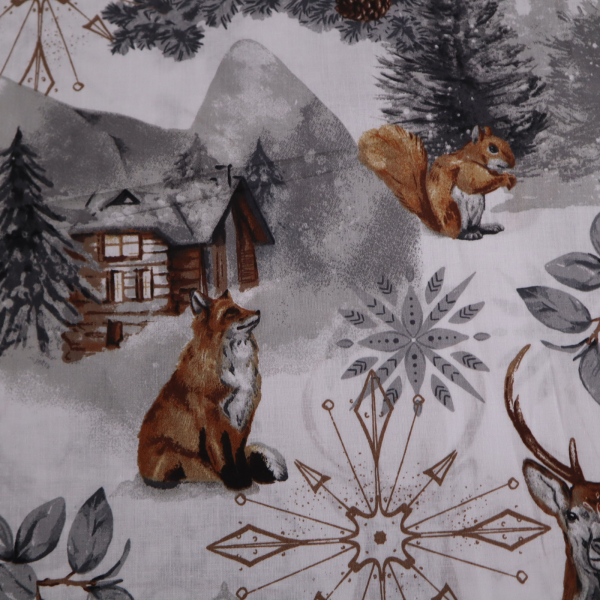 Vianočná bavlnená látka 140cm zimný les