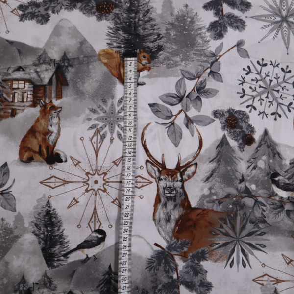 Vianočná bavlnená látka 140cm zimný les