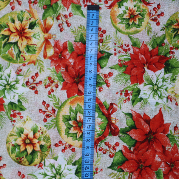 Vianočná dekoračná látka vianočné ruže žlté