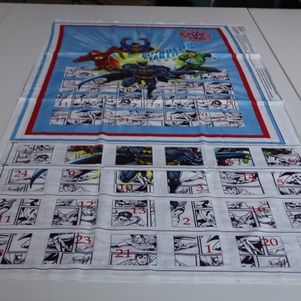 Bavlnený panel Adventný kalendár - Justice League 70x150cm