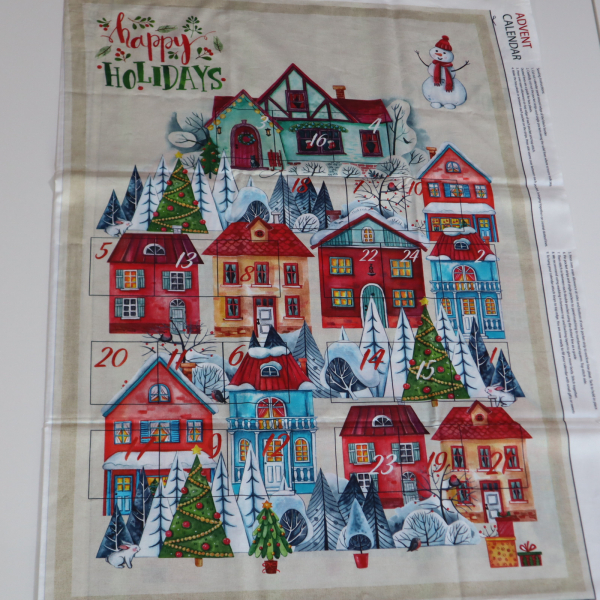 Bavlnený panel Adventný kalendár - Domčeky 70x150cm