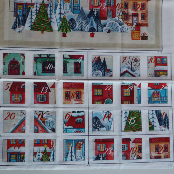 Bavlnený panel Adventný kalendár - Domčeky 70x150cm