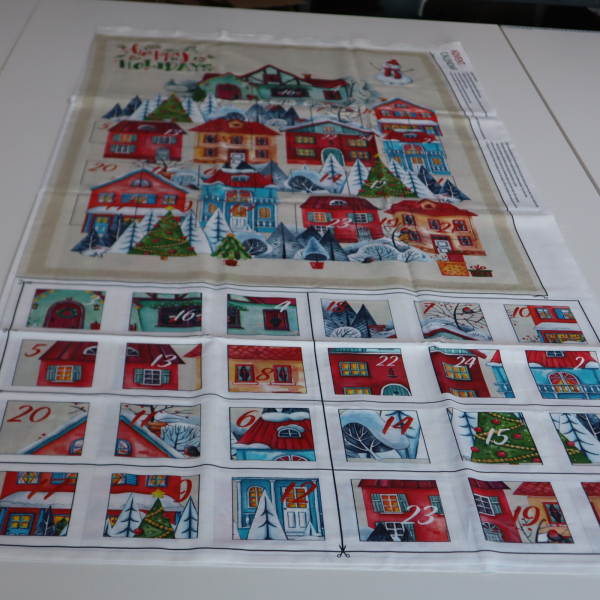 Bavlnený panel Adventný kalendár - Domčeky 70x150cm