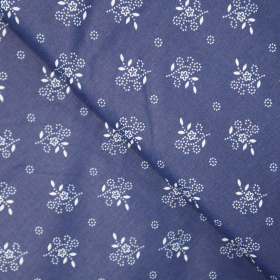 Bavlnená látka folk kvietky na modrej