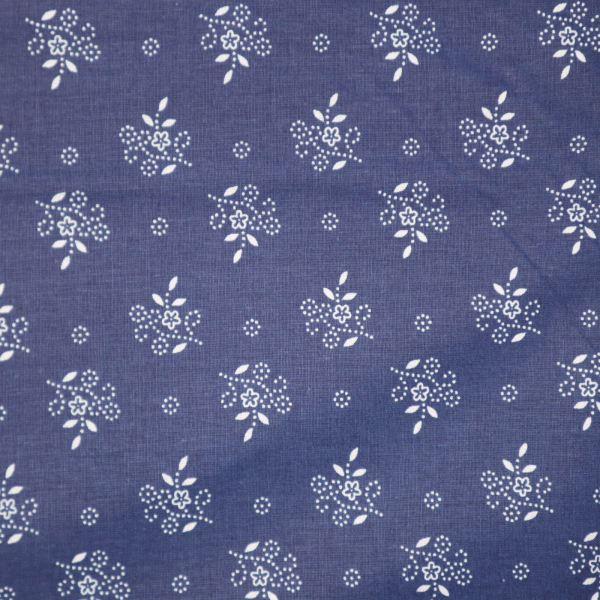 Bavlnená látka folk kvietky na modrej