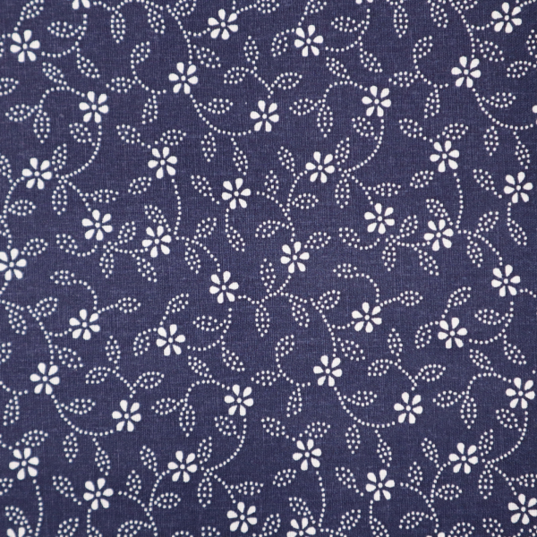 Bavlnená látka folk kvietky na tmavomodrej