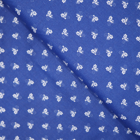 Bavlnená látka folk kvietky na modrej