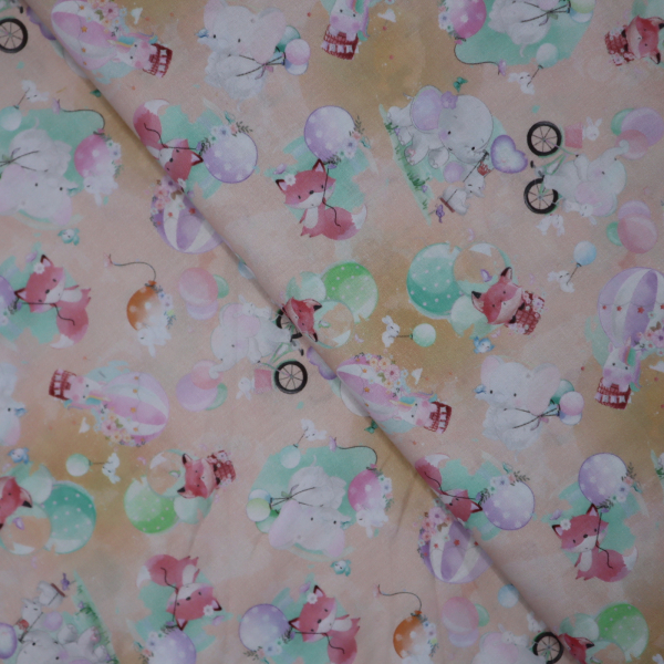 Bavlnená látka zvieratká s balónikmi