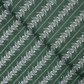 Bavlnená látka folk pásik na zelenej