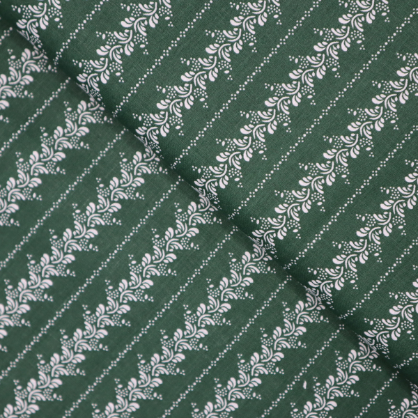 Bavlnená látka folk pásik na zelenej