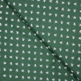 Bavlnená látka folk kvety na zelenej