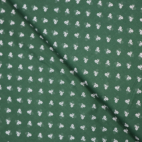 Bavlnená látka folk kvety na zelenej