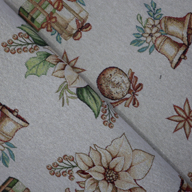 Vianočná dekoračná látka GOBELIN zvončeky