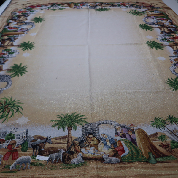 Gobelín panel s lurexom - vianočný obrus betlehem 160x300cm
