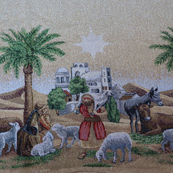 Gobelín panel s lurexom - vianočný obrus betlehem 160x300cm