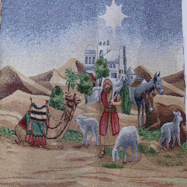 Gobelín panel s lurexom - obrus nočný betlehem 90x130cm + 2x vankúš 45x65cm