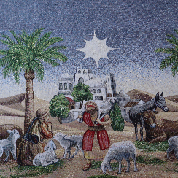 Gobelín panel s lurexom - obrus nočný betlehem 160x190cm