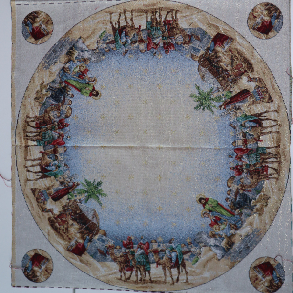 Gobelín panel - vianočný obrus 3 králi Ø80-85cm