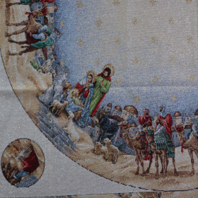 Gobelín panel s lurexom - kruhový obrus 90-95cm + 2x štóla 40x95cm 3 králi