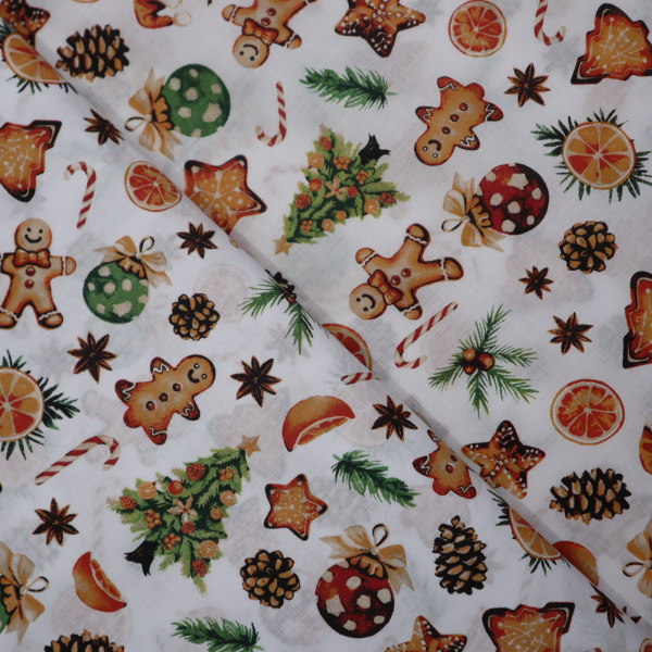 Vianočná bavlnená látka 160cm perníček