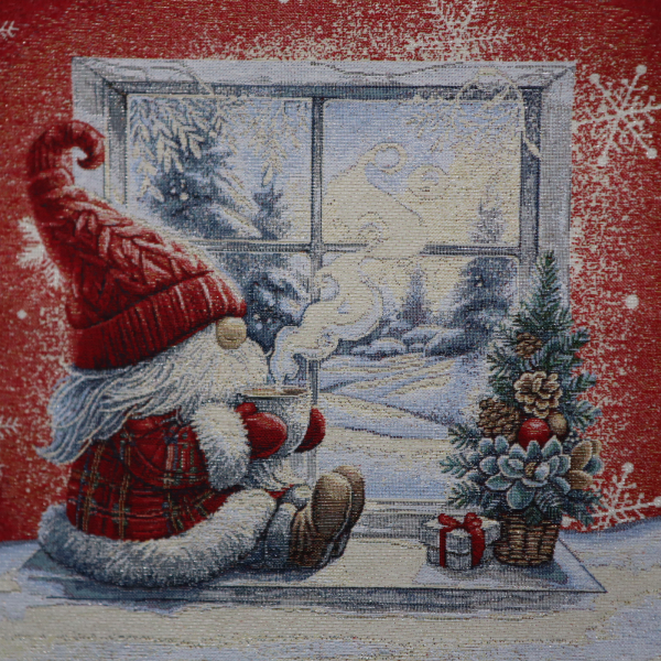 Gobelín panel - Mikuláš na okne 53x53cm