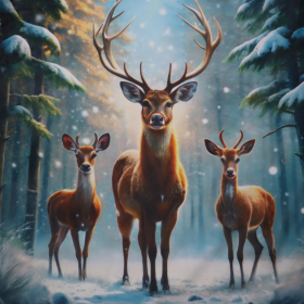 Semišový panel - jelene 45x45cm