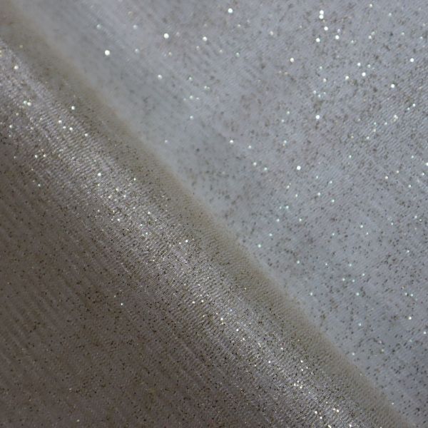 Tyl dekoračný smotanový so zlatými trblietkami