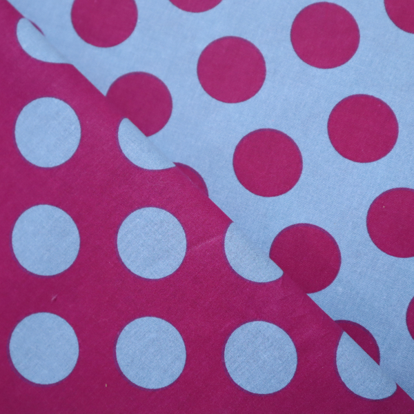Bavlnená látka bodky malinová na sivej