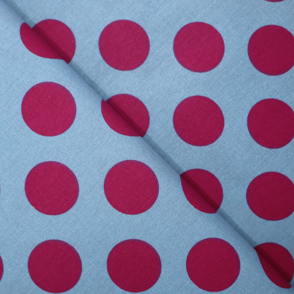 Bavlnená látka bodky malinová na sivej
