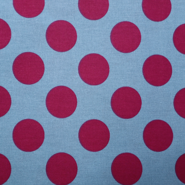 Bavlnená látka bodky malinová na sivej