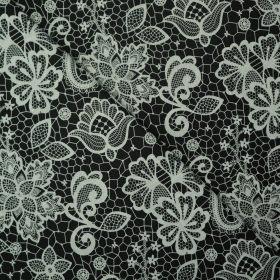 Bavlnená látka biela čipka na čiernej 160cm