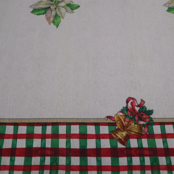 Vianočná dekoračná látka s bordúrou zvončeky