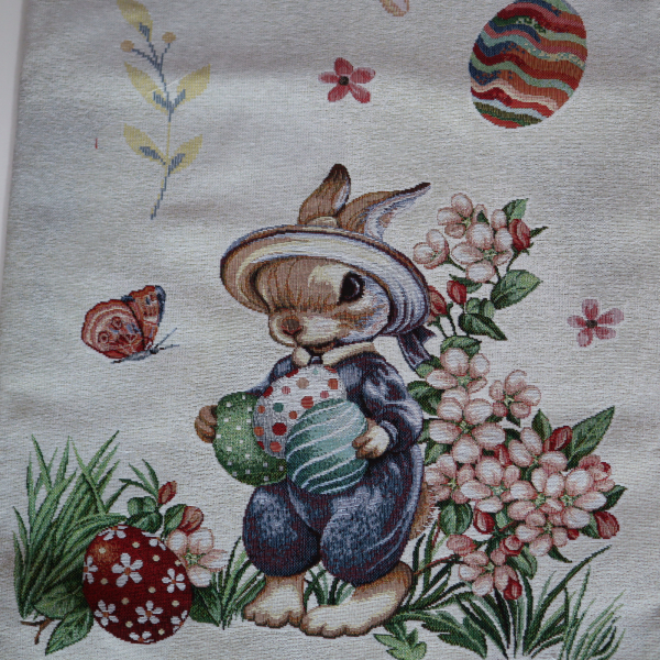 Veľkonočný gobelín panel - obrus a štóla králičky 100x140cm
