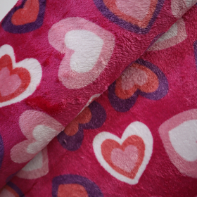 Cuddle fleece multi hearts fuchsia