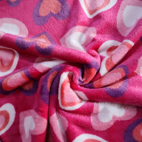 Cuddle fleece multi hearts fuchsia