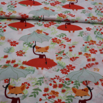 Bavlnená látka Líšky s dáždnikmi 140cm